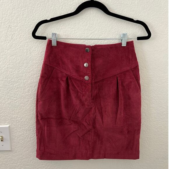 Rebecca Minkoff Dresses & Skirts - Rebecca Minkoff Brielle Red Corduroy Pocket Button Pencil Skirt Size 0 XS